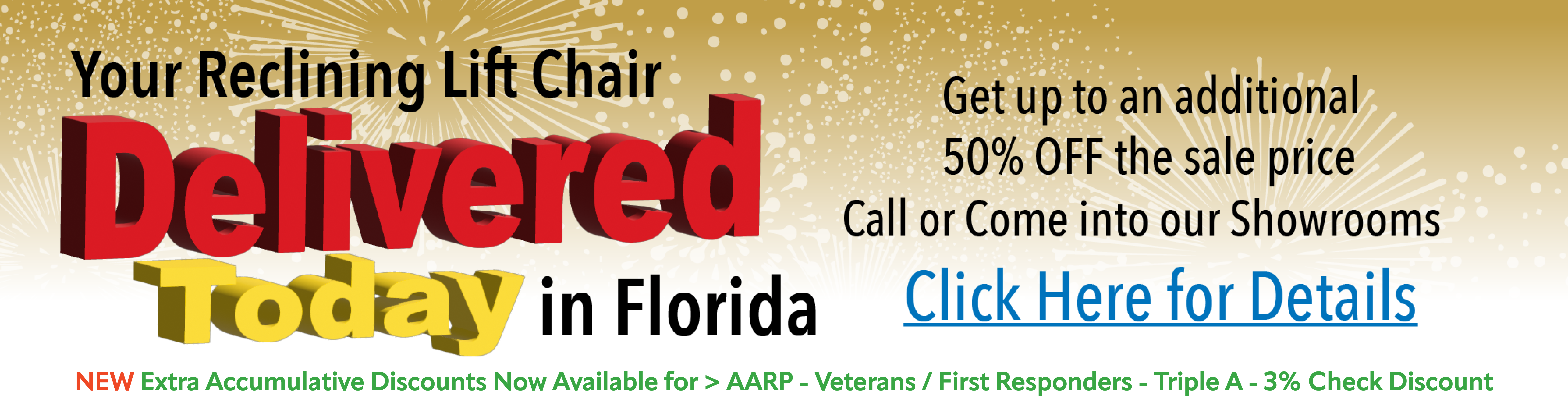 We carry a full selection of Pride & Golden Tech Reclining Lift Chairs in our Tampa showroom ready for same day delivery.